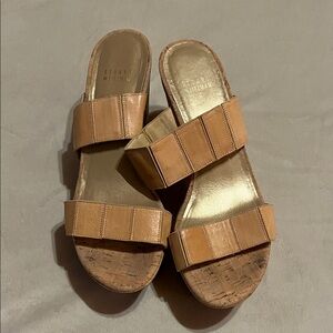 Stuart Weitzman Cork Sole Sandals in Tan